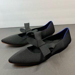 Rothy’s the mary Jane black knit fabric point toe flats Wo’s Sz 8.5